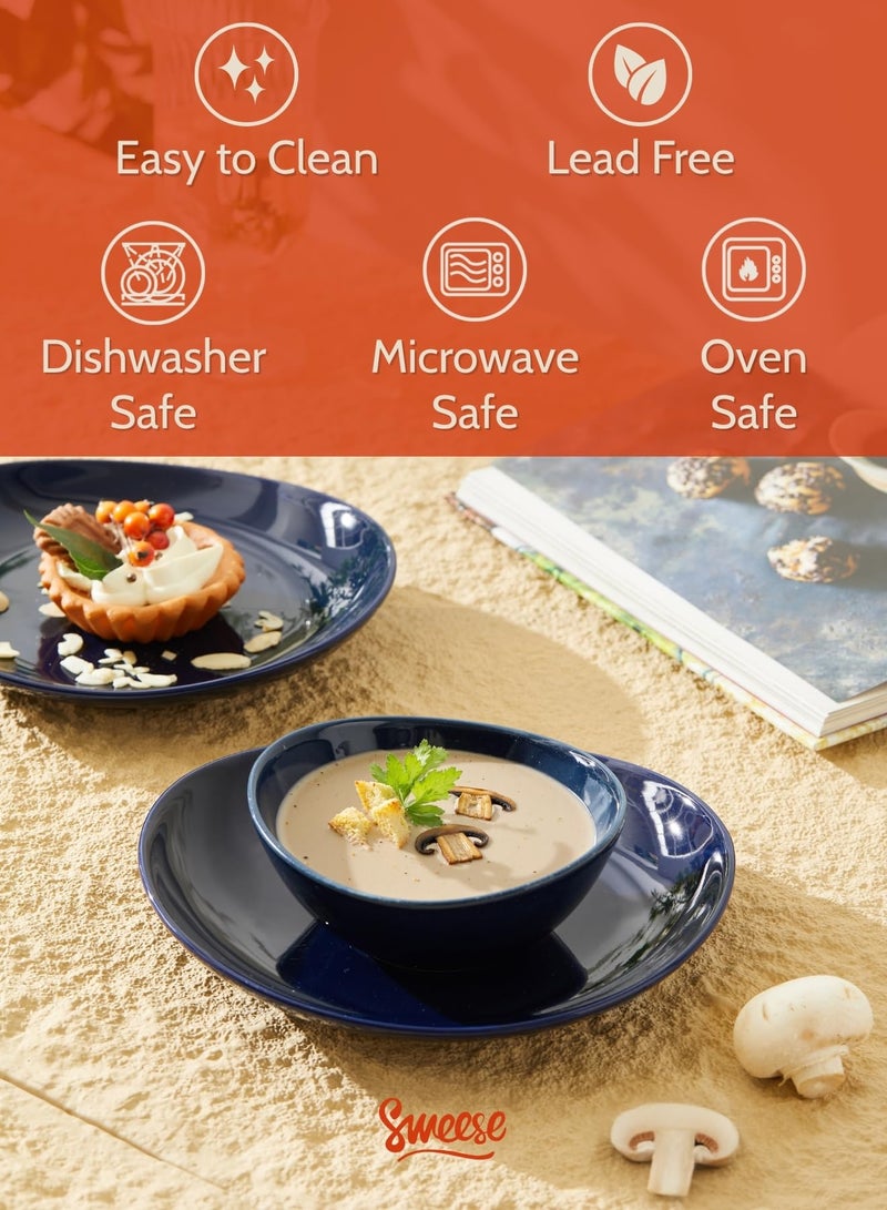 Sweese 10 oz Small Porcelain Bowls - Set of 6 - Ceramic Serving Bowls versatile for Cereal, Fruit, Dessert, Ice Cream, Snack & Yogurt - Shaded of Blue Colored - Image 3